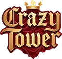 CrazyTower – złoty gotycki napis z koroną na czerwonym proporcu